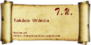 Takács Uránia névjegykártya